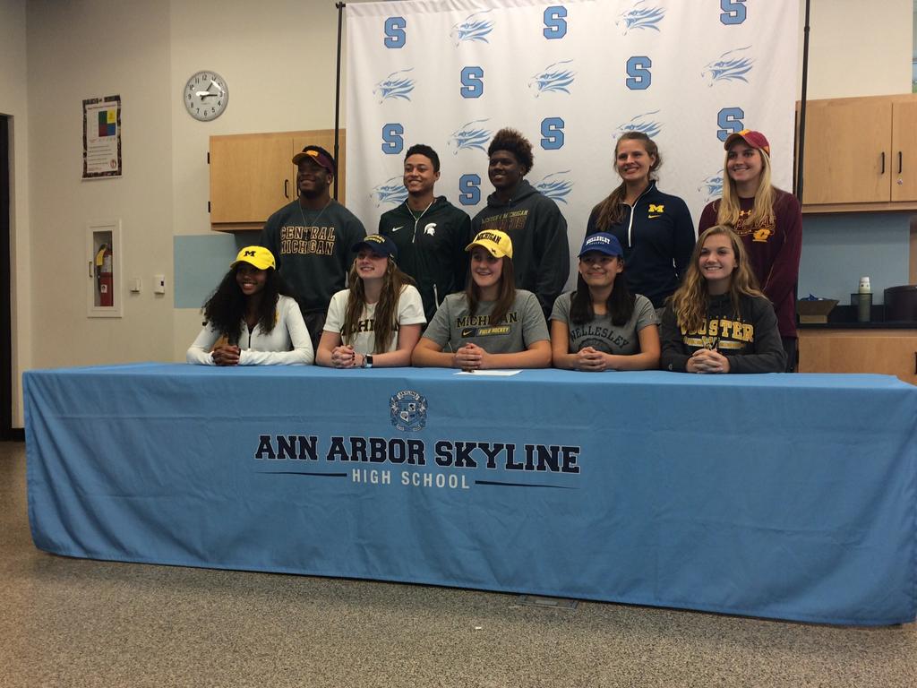 Ten Ann Arbor Skyline athletes recognized at college signing event